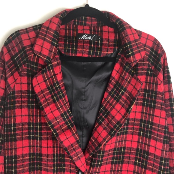 SOLD! Motel Ernest Coat Black Red Plaid Size M - Picture 4 of 7